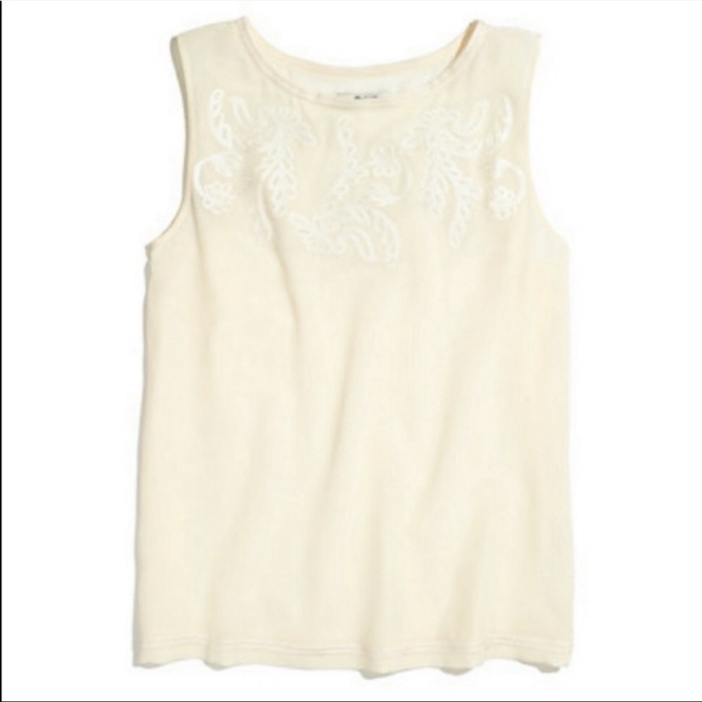 Madewell 100% Silk Ivy Twirl embroidered Tank